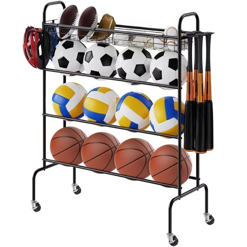 Sports Equipment Garage Storage - 4-poziomowy, ruchomy kosz do koszykówki, przechowywanie