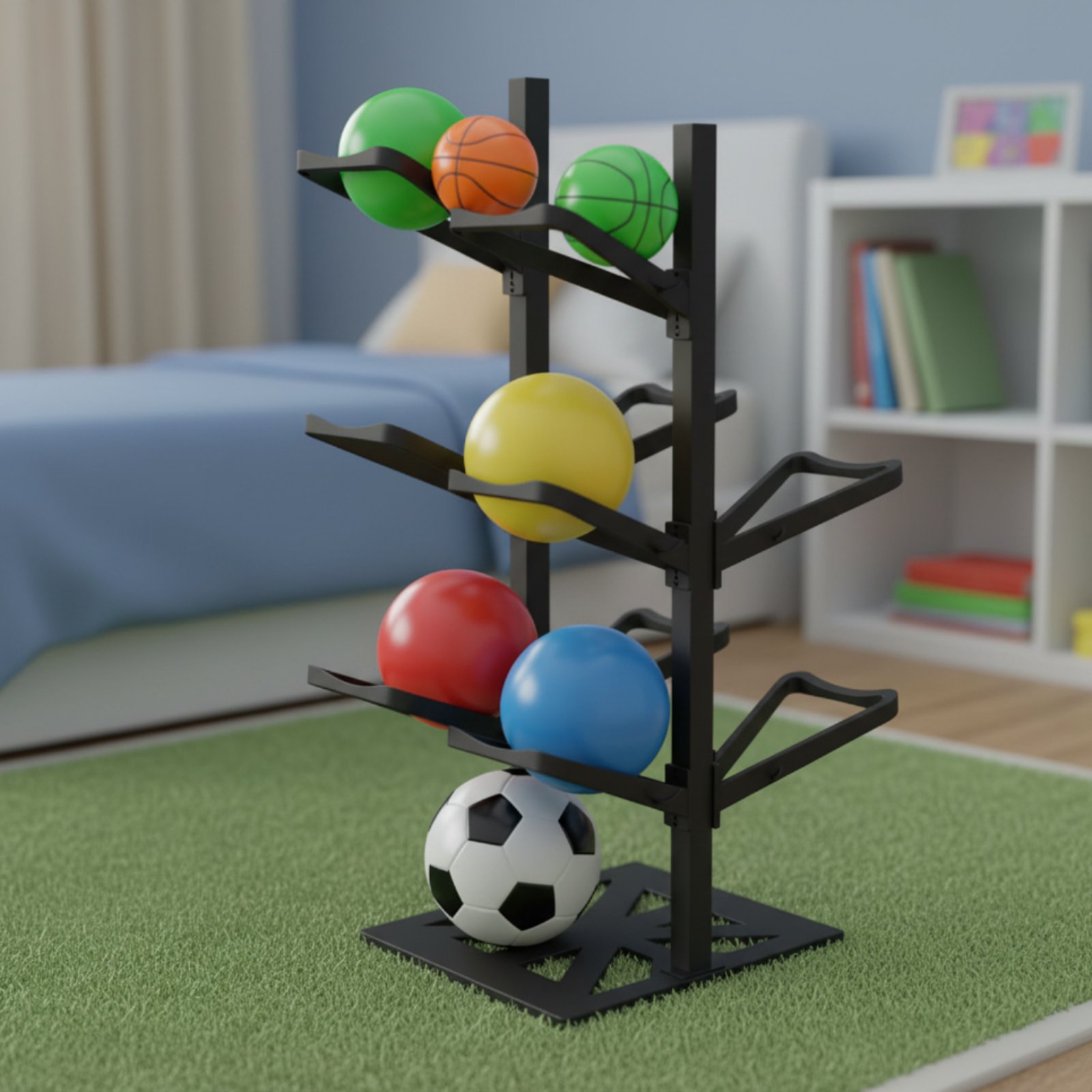 Sports Equipment Garage Storage - Stojak na piłki do koszykówki, oszczędzający