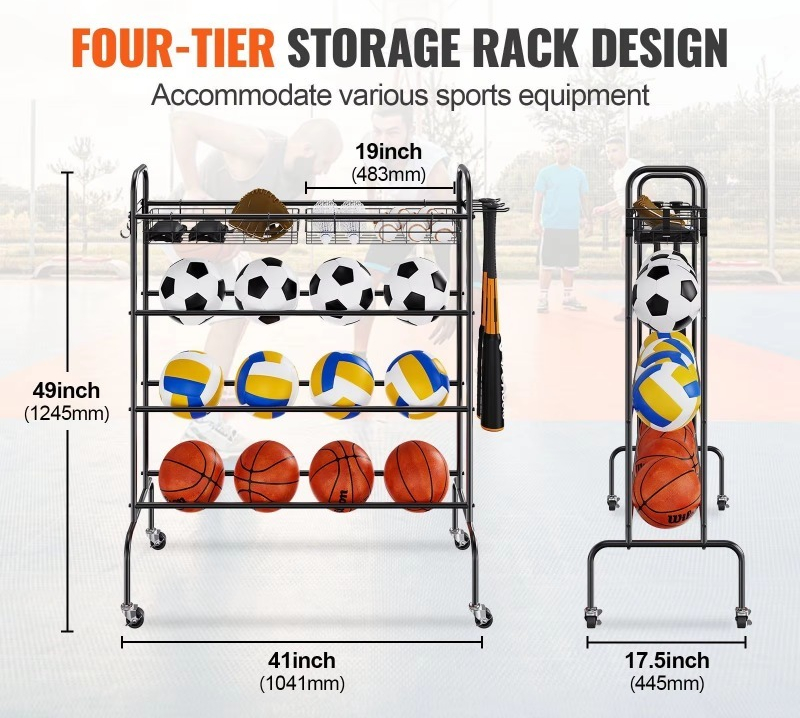 4-poziomowy, ruchomy kosz do k – Sports Equipment Garage Storage recenzja i cena
