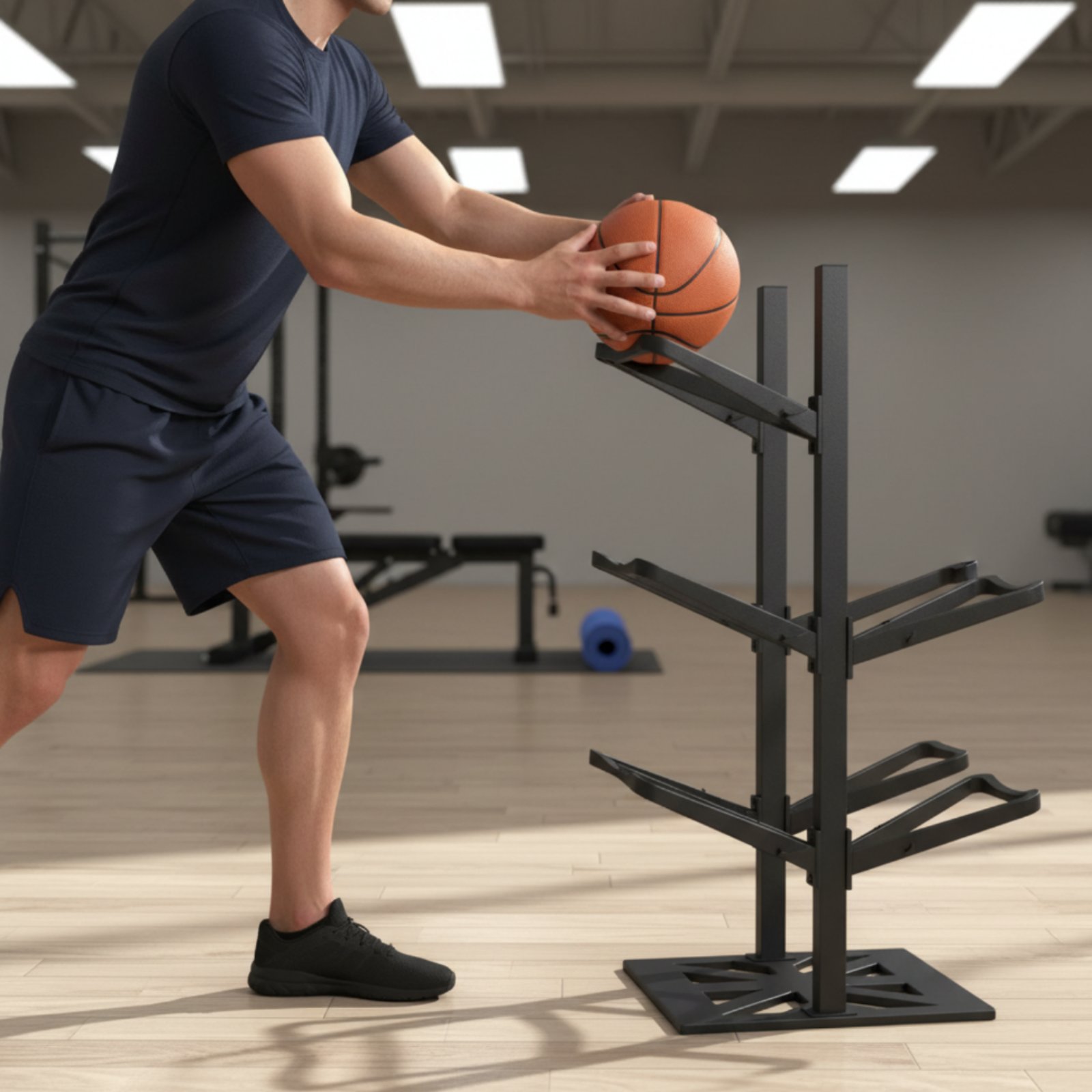 Stojak na piłki do koszykówki, – Sports Equipment Garage Storage recenzja i cena