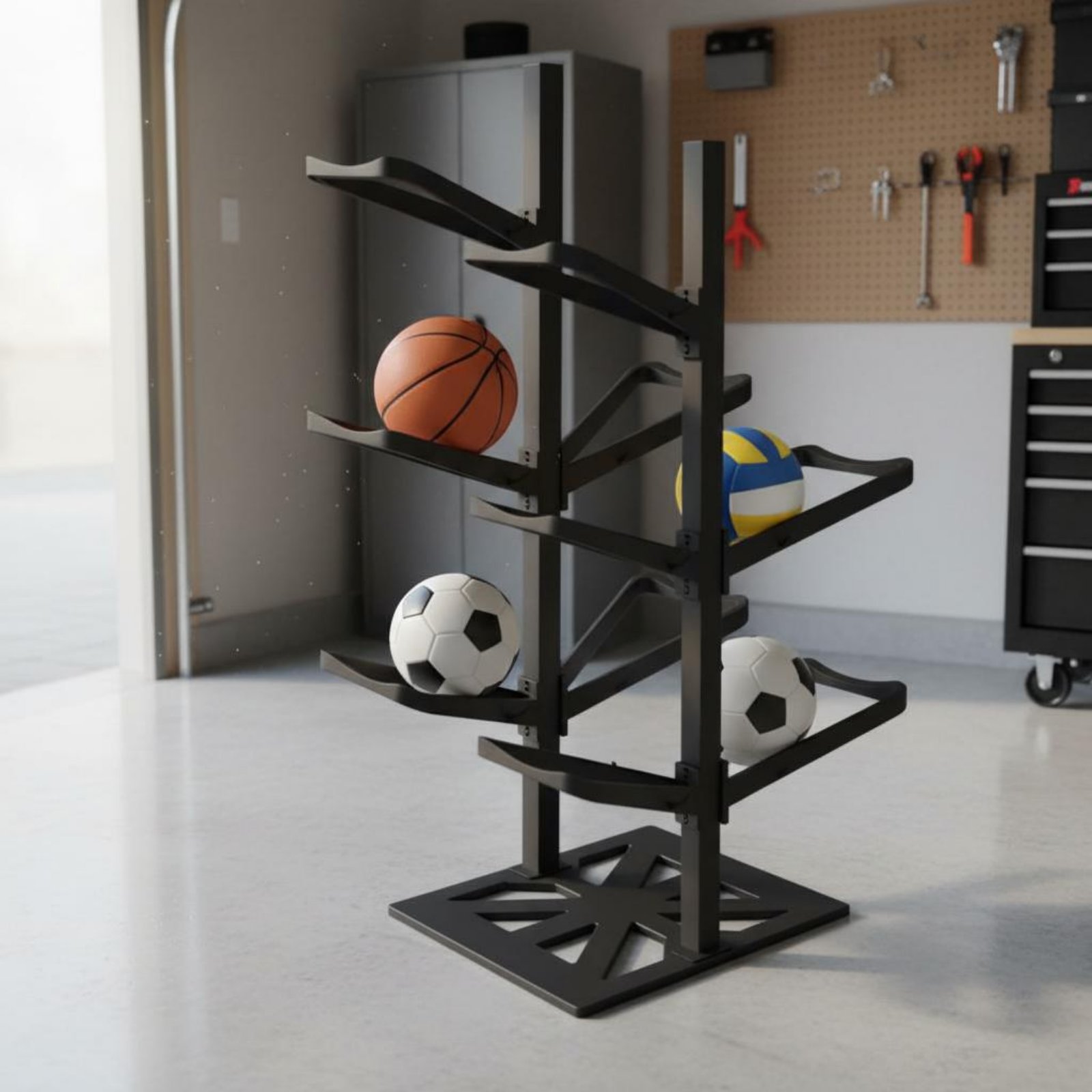 Stojak na piłki do koszykówki, – Sports Equipment Garage Storage recenzja i cena