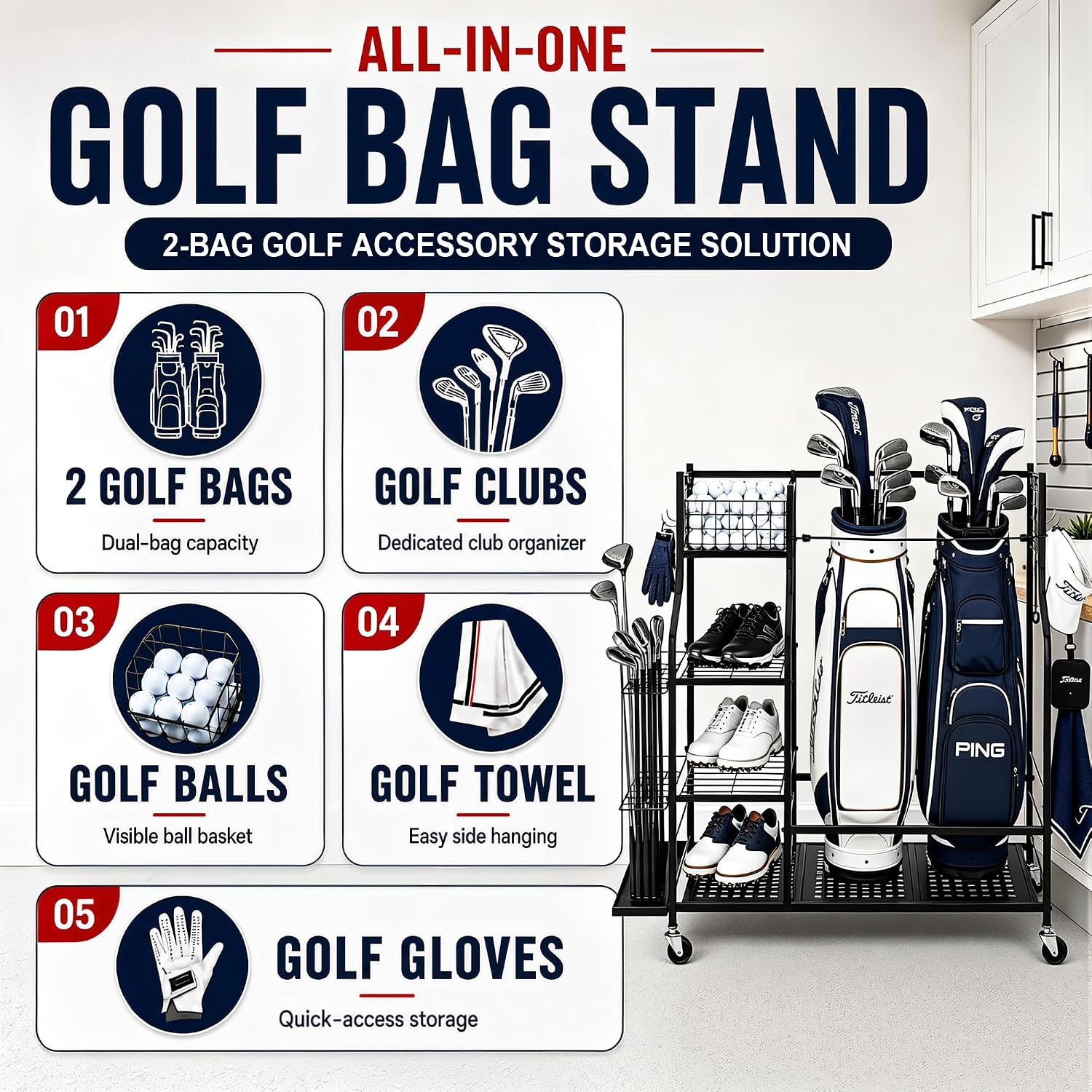 Wytrzymały stojak na torby gol – Sports Equipment Garage Storage recenzja i cena