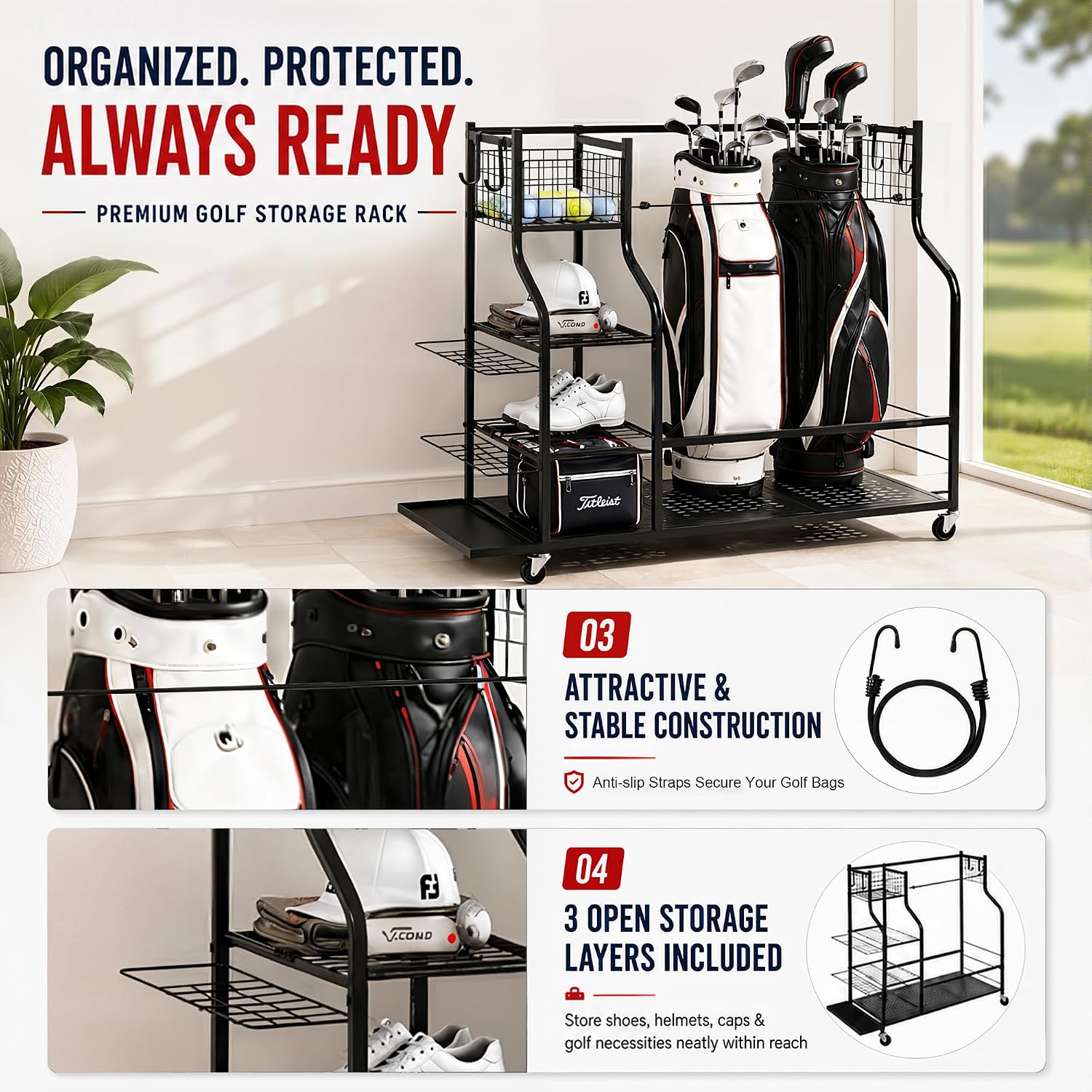 Wytrzymały stojak na torby gol – Sports Equipment Garage Storage recenzja i cena