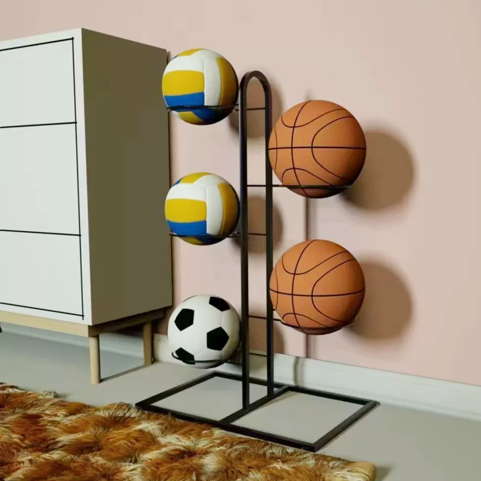Składany stojak na koszykówkę, – Sports Equipment Garage Storage recenzja i cena