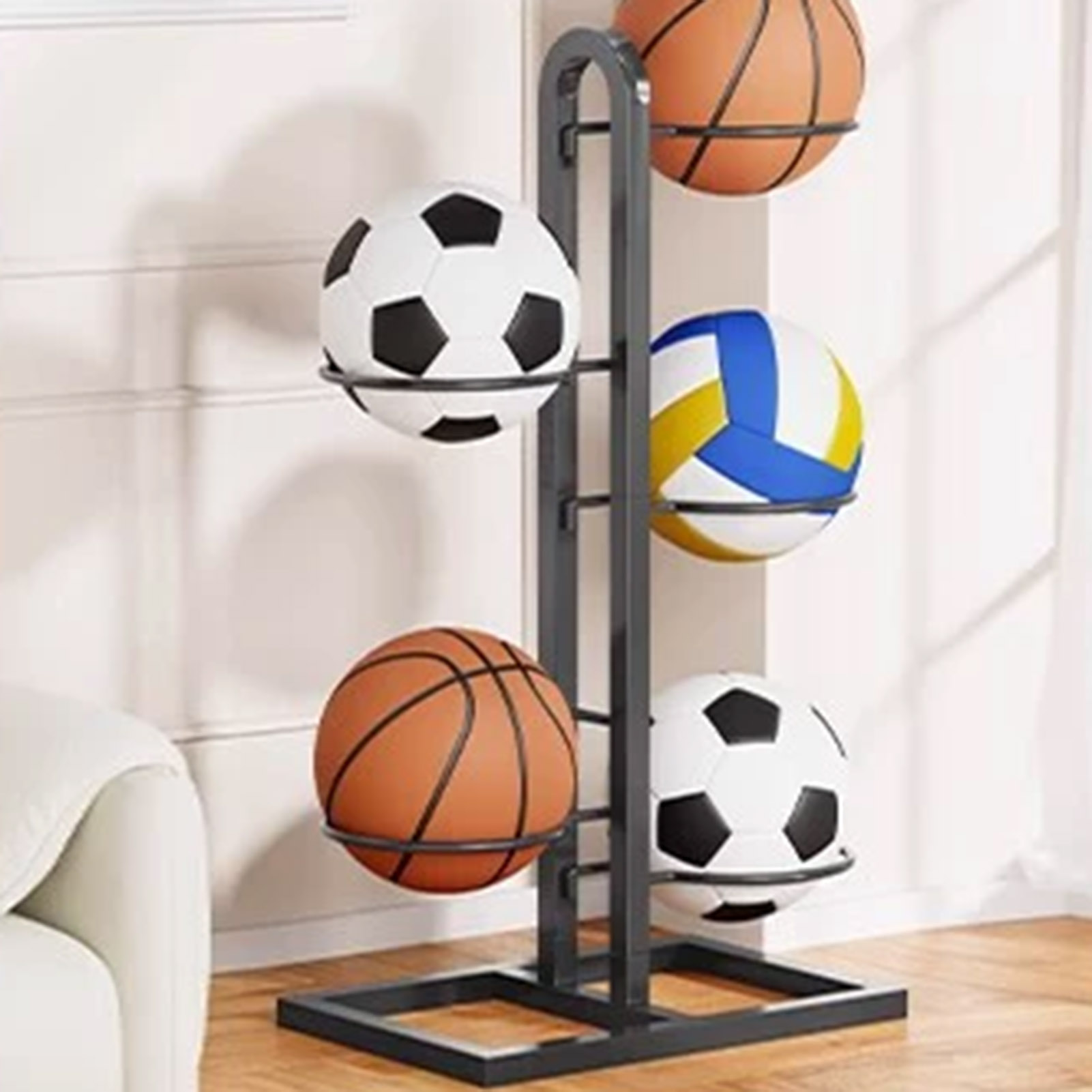 Składany stojak na koszykówkę, – Sports Equipment Garage Storage recenzja i cena