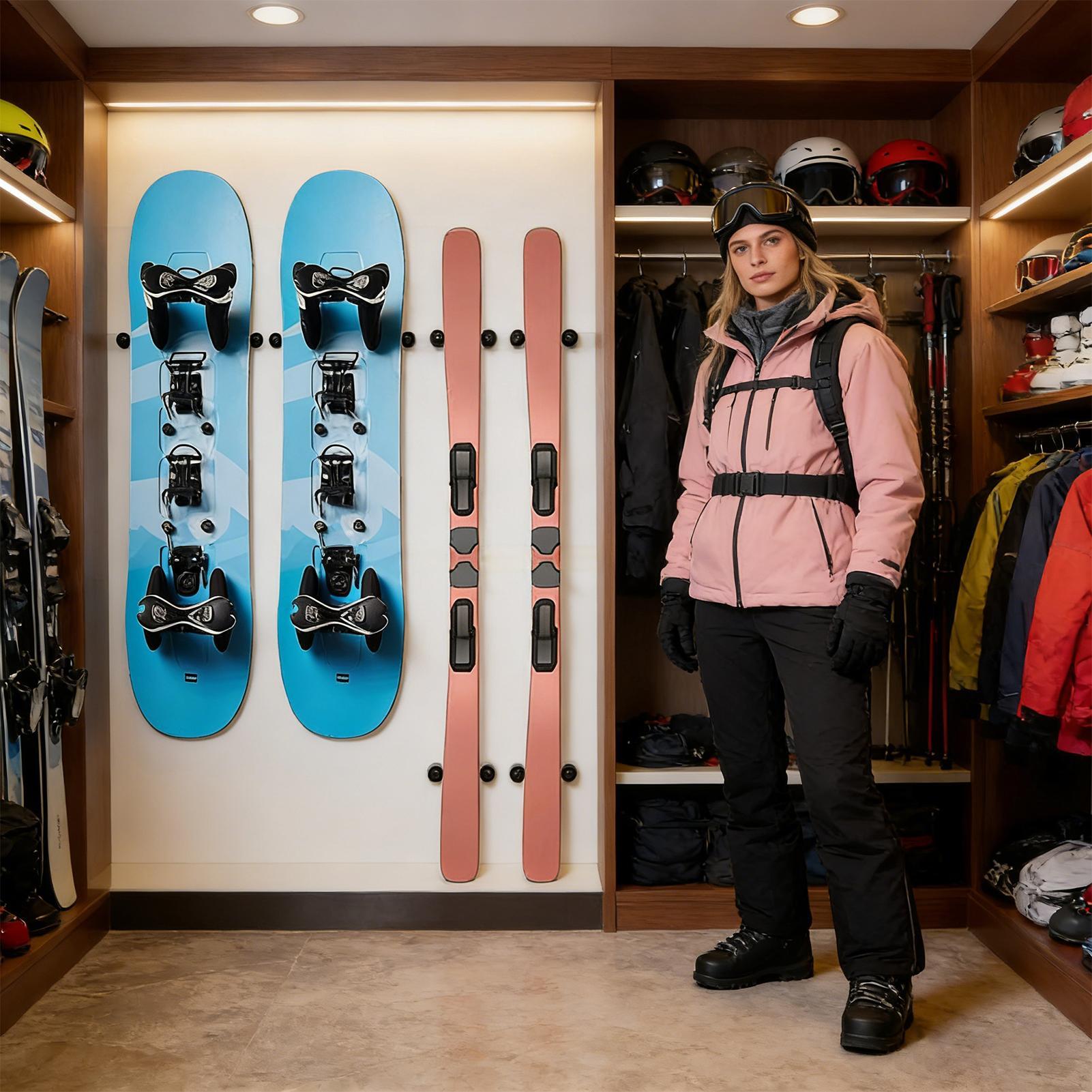 Uchwyt ścienny na narty, piono – Sports Equipment Garage Storage recenzja i cena